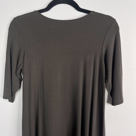 Eileen Fisher Small S Gray Knit Jersey Short Sleeve Tunic Dress Top Scoop Neck - Picture 5 of 8
